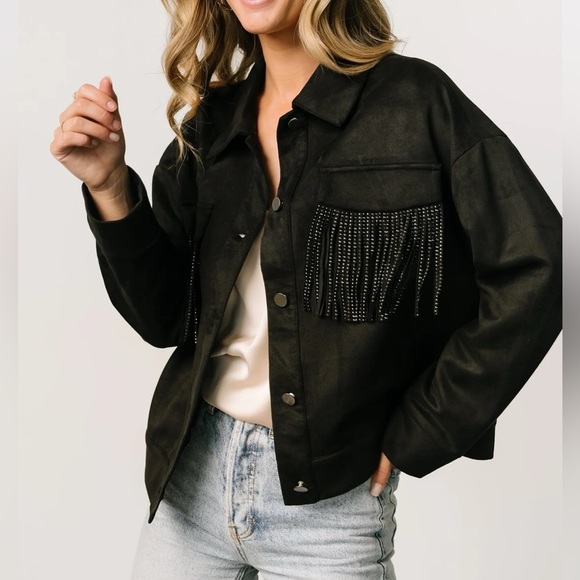 Savanna Jane Jackets & Blazers - Baltic Born Black Suede Fringe Women's Jacket